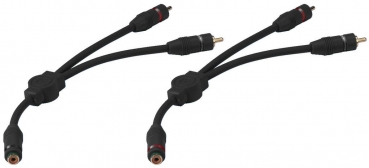 Audio-Y-Adapter-Paar, je: 2xCinchstecker an 1xChinchbuchse in blau
